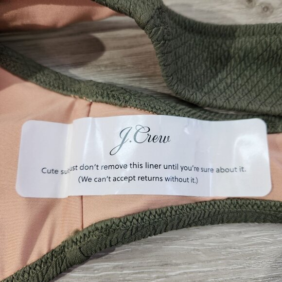 J. Crew Green Textured Curved Waist Cheeky Bikini Bottom New With Tags Womens XL - Picture 8 of 16